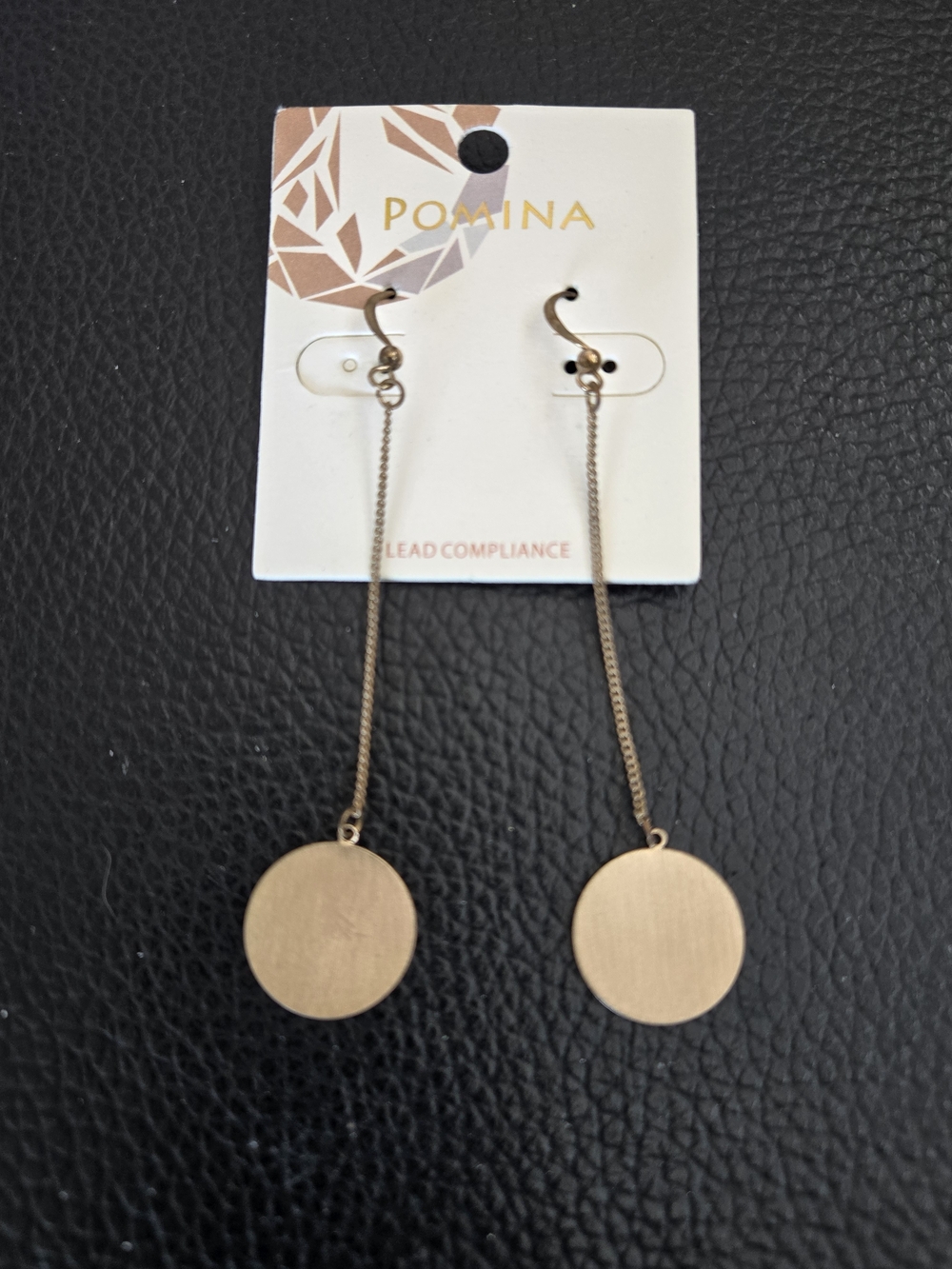 Pomina Gold Drop Disc Earrings